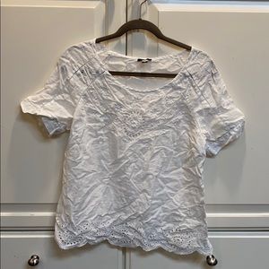 Ann Taylor - Linen Crochet White Shirt